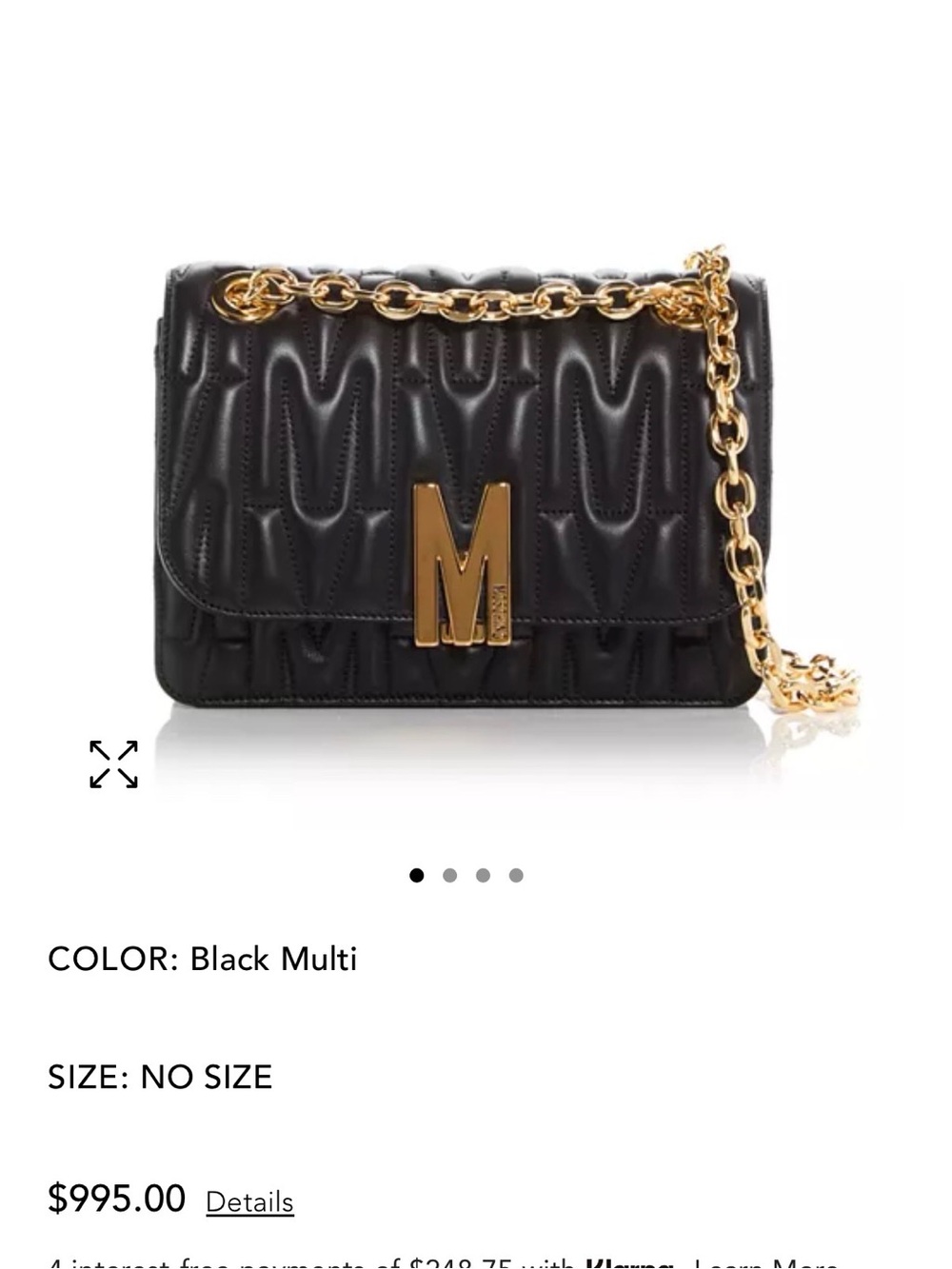 Moschino Black Quilted Shoulder Bag with Gold Accents - Picture 4 of 4